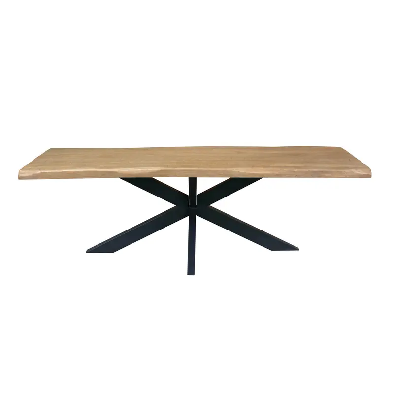Esszimmertisch – Baumkanten Design, Mangoholz Tischplatte, Metallgestell – Dakota | Starfurn