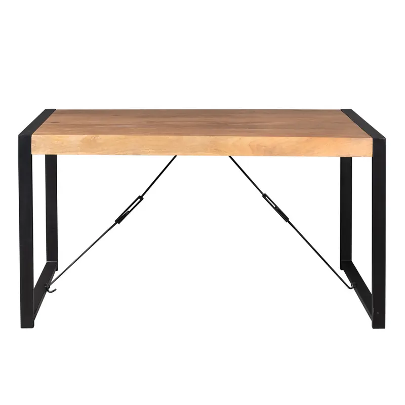 Esszimmertisch - Mangoholz Natur, U Gestell, Schwarz Metall, 160 cm – Boaz | Starfurn