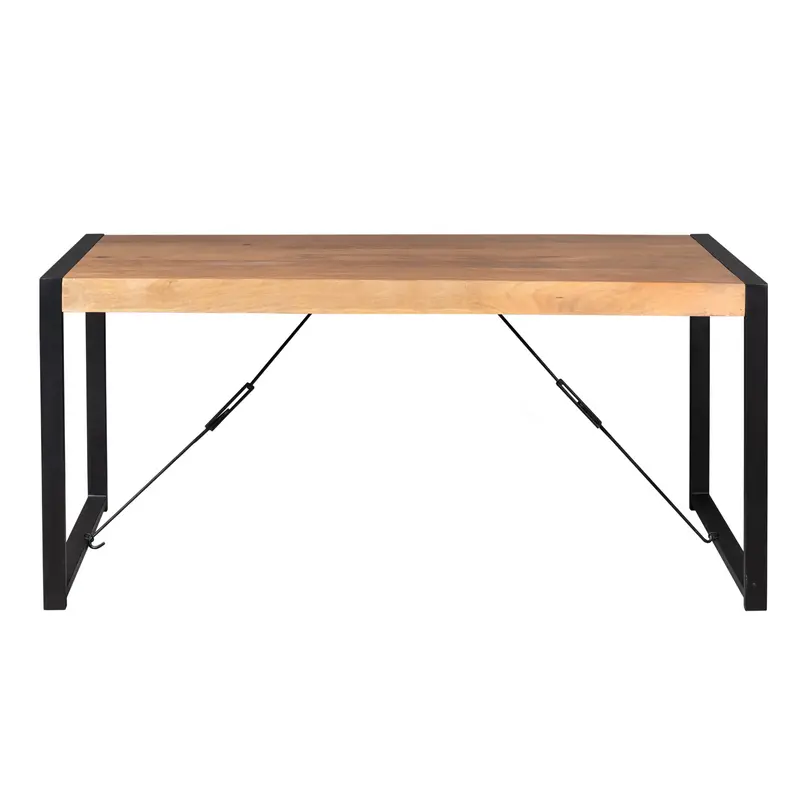 Esszimmertisch - Mangoholz Natur, U Gestell, Schwarz Metall, 180 cm – Boaz | Starfurn