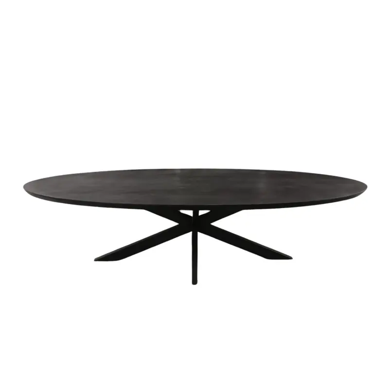 Esszimmertisch - Mangoholz Schwarz, Ovale Form, Matrix Gestell, 300 cm – Brandy | Starfurn