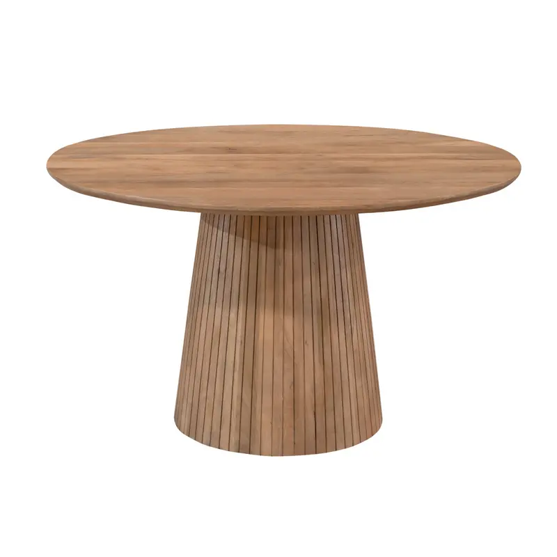 Esszimmertisch – Mangoholz Tischplatte, Massivholzgestell, Runde Form – Solana | Starfurn