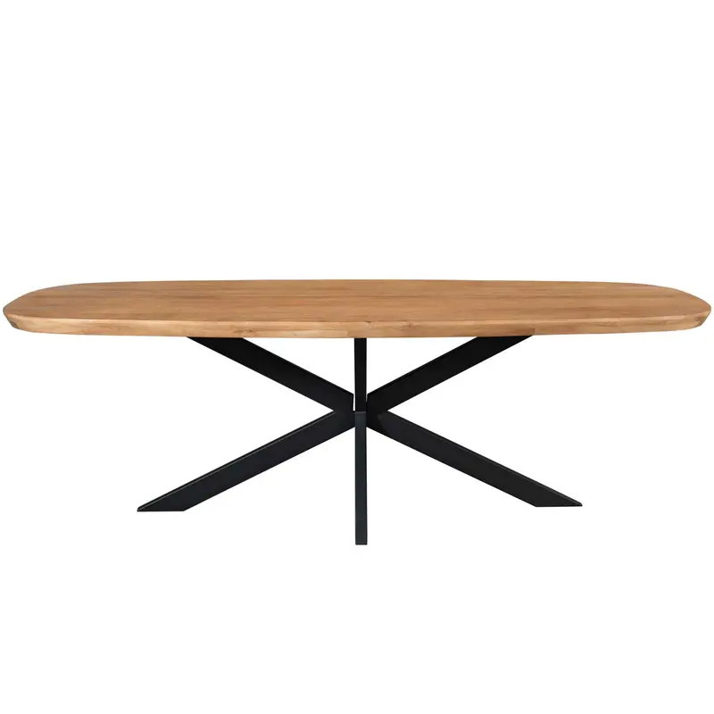 Esszimmertisch  - Ovale Form, Naturfarbenes Mangoholz, Schwarzes Metallgestell, 240 cm – Madison | Starfurn