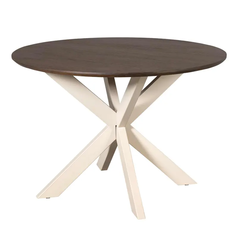 Esszimmertisch – Rundes Design, Mangoholz Tischplatte, Metallgestell – Madison | Starfurn