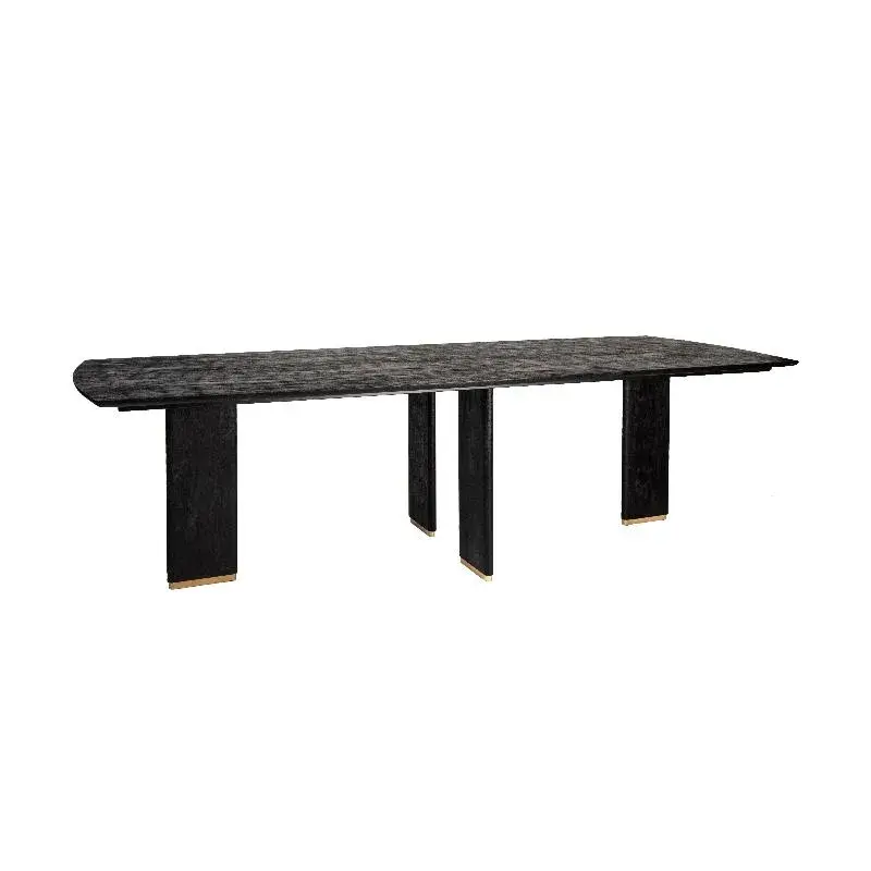 Esszimmertisch – Schwarzes Mangoholz, Goldene Metallbeine, Lange Tischform, 240 cm - Liber | PTMD