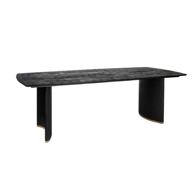Esszimmertisch – Schwarzes Mangoholz mit Goldmetall, Rechteckige Form, Zwei-Bein-Gestell, 280 cm - Ostara | PTMD