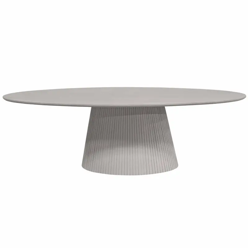 Esszimmertisch – Taupe Farbton, Ovale Form, Vertikale Latten – Solana | Starfurn