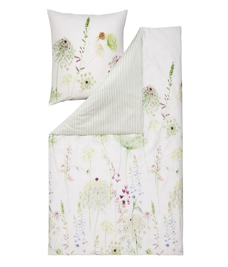 Estella Mako-Satin Bettwäsche Meadow 135x200 grün
