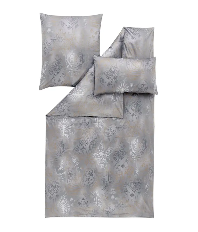 Estella Schweizer Premium-Satin Bettwäsche Svizzera 135x200 grau