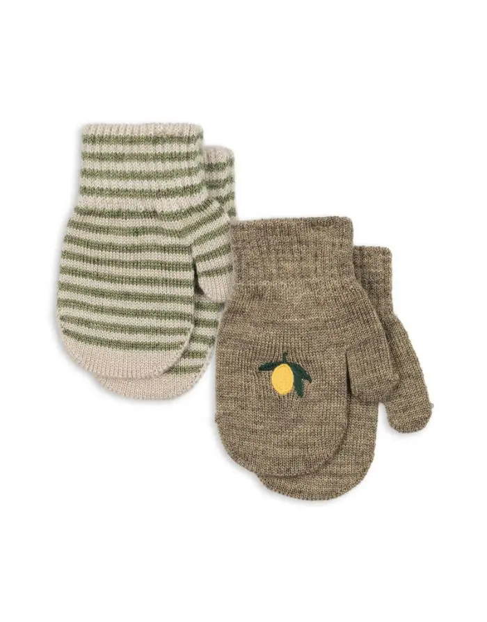 Fäustlinge Onesize Filla 2er-Set I Lemon/Stripe
