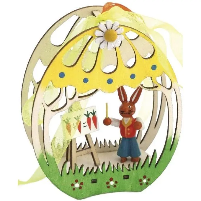 Fensterbild Ei mit Osterhase "Lehrer", farbig, 13 cm