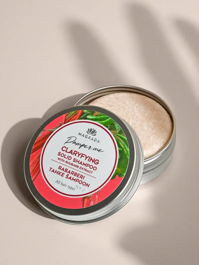 Festes Shampoo mit Rhabarberextrakt