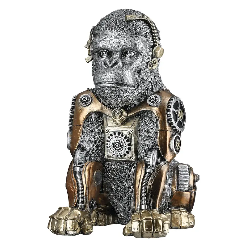 Figur – Silberoptik, Zahnradmotiv, Antikfinish - Steampunk Gorilla | Gilde