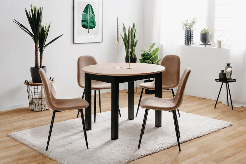 Finori Auszugtisch Coburg Rund Eiche-Sonoma/Weiß/Artisan-Oak B/H/T 100-140 x 76 x 100 cm