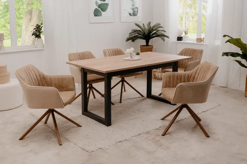 Finori Auszugtisch Denver 50 Eiche-Sonoma/Weiß/Artisan-Oak B/H/T 160-200 x 75 x 90 cm