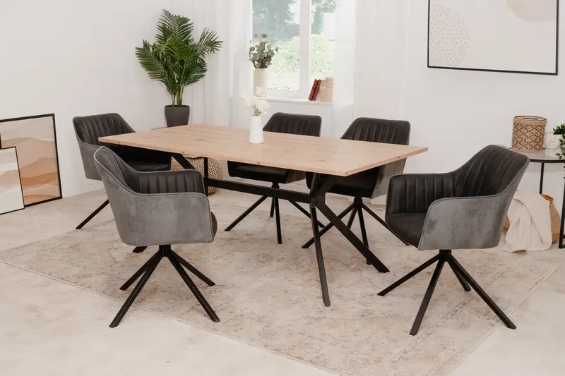 Finori Esstisch Onex Artisan-Oak/Sandstein/Schiefer dunkel B/H/T 180 x 75 x 90 cm
