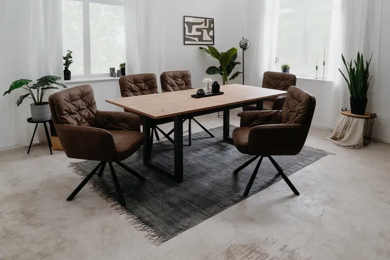 Finori Polsterstuhl Bobby 70A mit Armlehnen drehbar Lederoptik Braun B/H/T ca. 60 x 93 x 47 cm