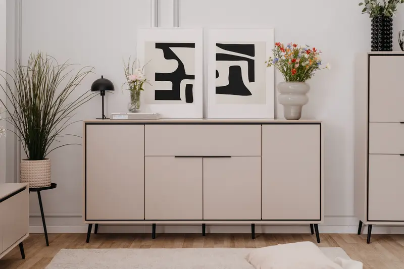 Finori Sideboard mit Schublade Arona Sand/Schwarz ca. B/H/T 175 x 90 x 38 cm
