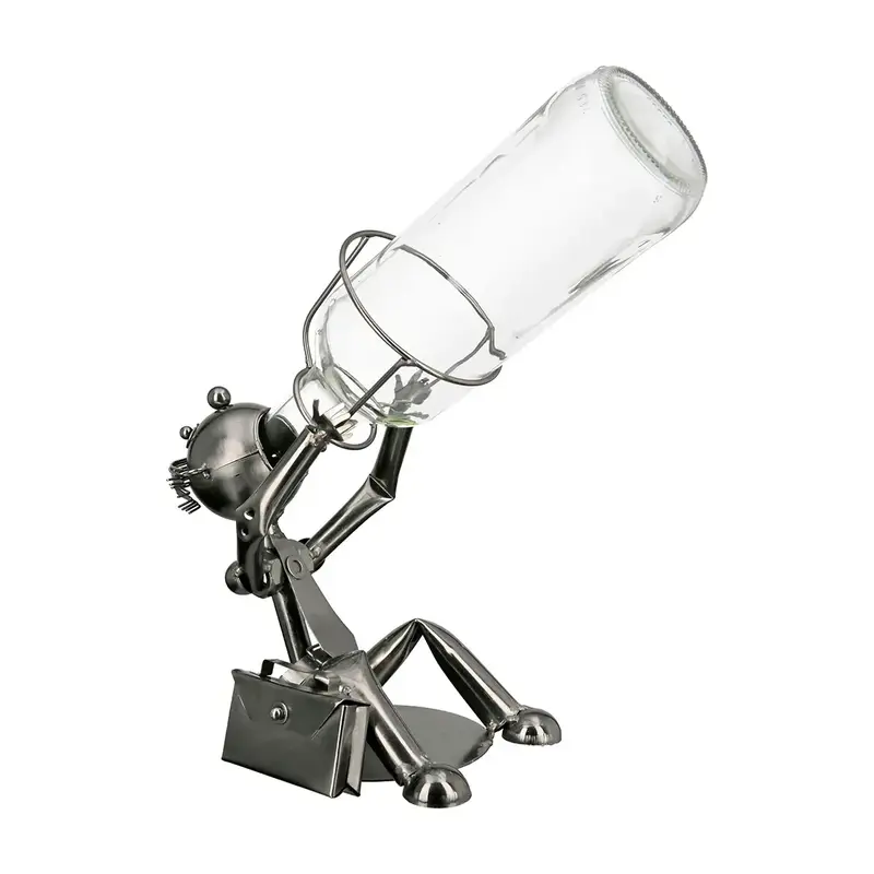 Flaschenhalter – Geschäftsmannform, Vernickeltes Metall, Silberfarbener Glanz, 25 cm - Geschäftsmann | Gilde
