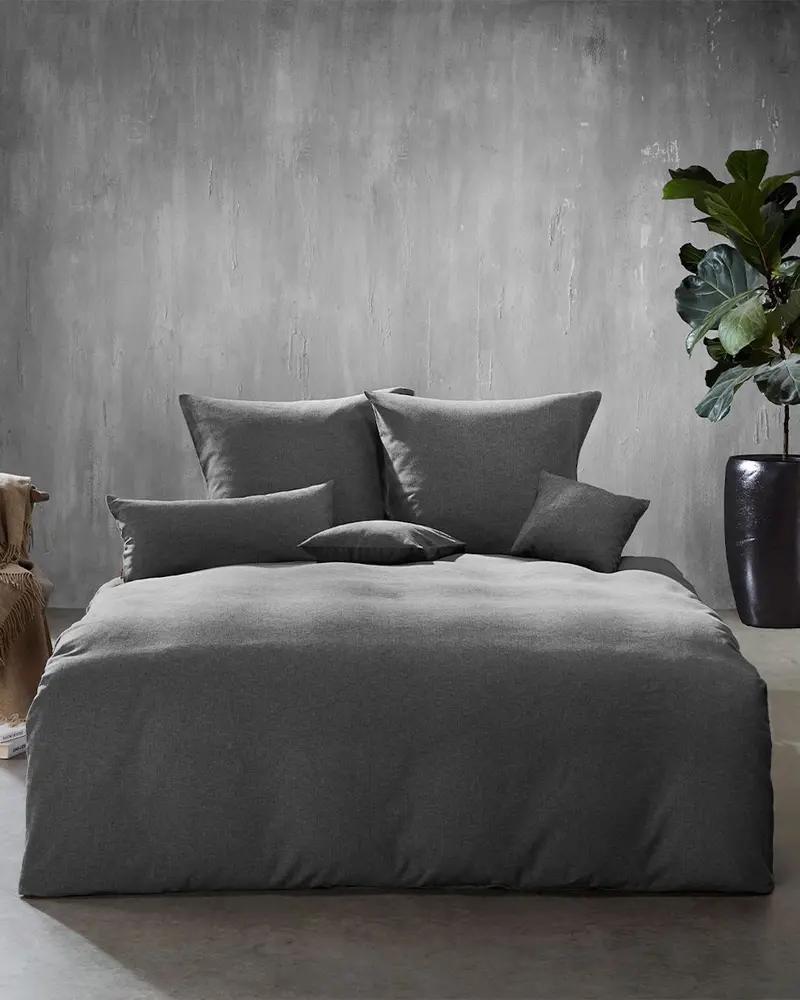 fleuresse Flanell Bettwäsche Lech 603089 135x200 granit