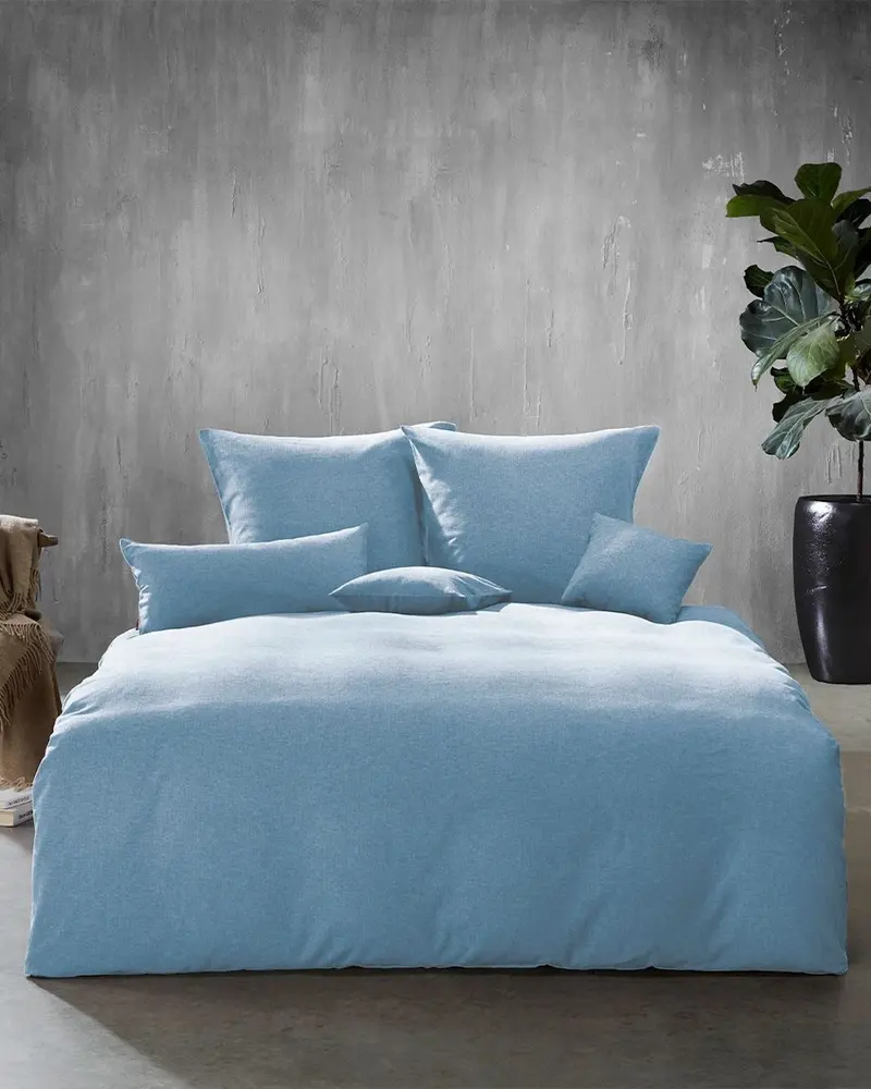 fleuresse Flanell Bettwäsche Lech 603089 135x200 hellblau