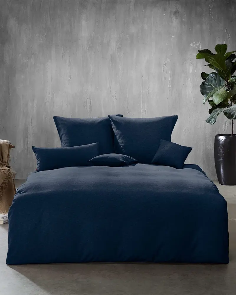 fleuresse Flanell Bettwäsche Lech 603089 135x200 marine