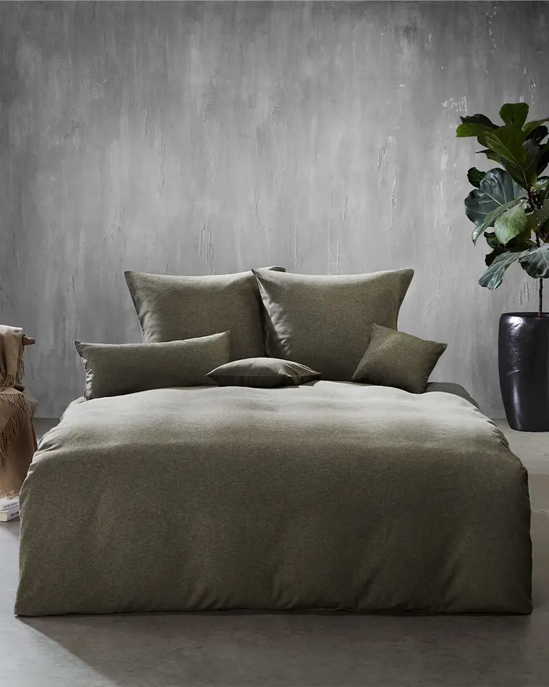 fleuresse Flanell Bettwäsche Lech 603089 135x200 oliv