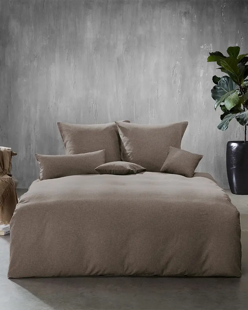 fleuresse Flanell Bettwäsche Lech 603089 135x200 taupe