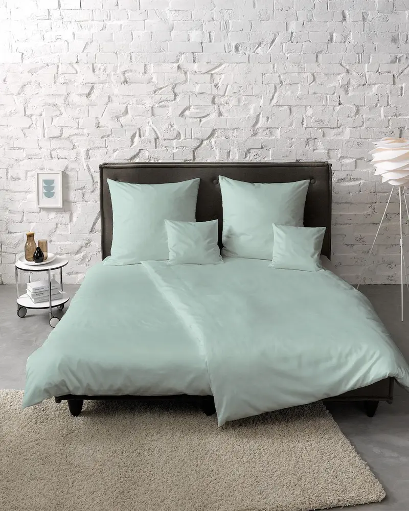 fleuresse Mako-Satin Bettwäsche Colours Uni 135x200 aqua