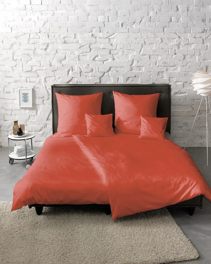 fleuresse Mako-Satin Bettwäsche Colours Uni 135x200 chili