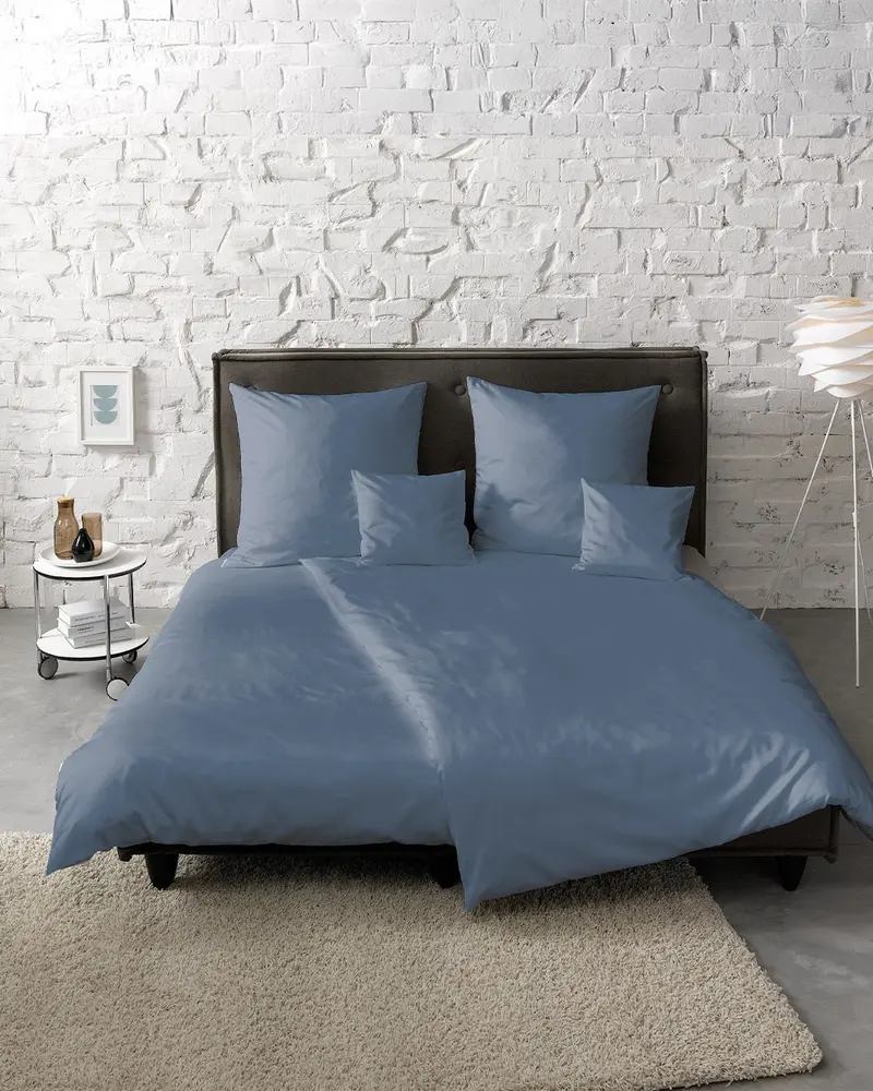 fleuresse Mako-Satin Bettwäsche Colours Uni 135x200 denim