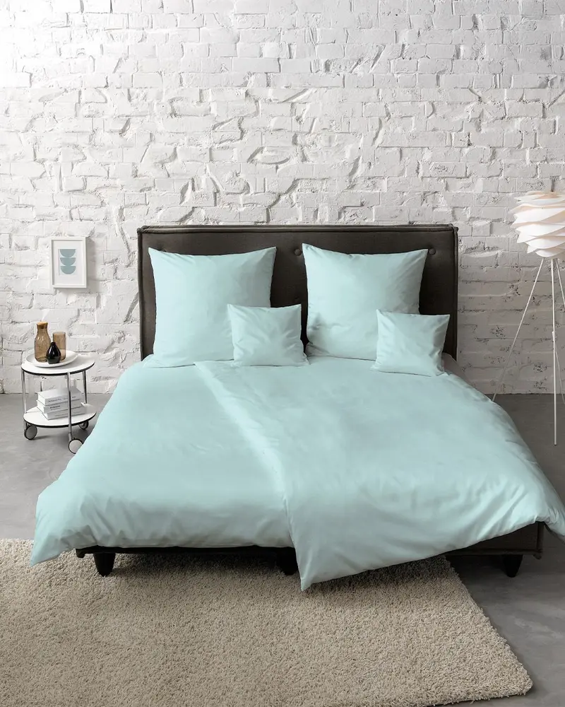 fleuresse Mako-Satin Bettwäsche Colours Uni 135x200 eisblau