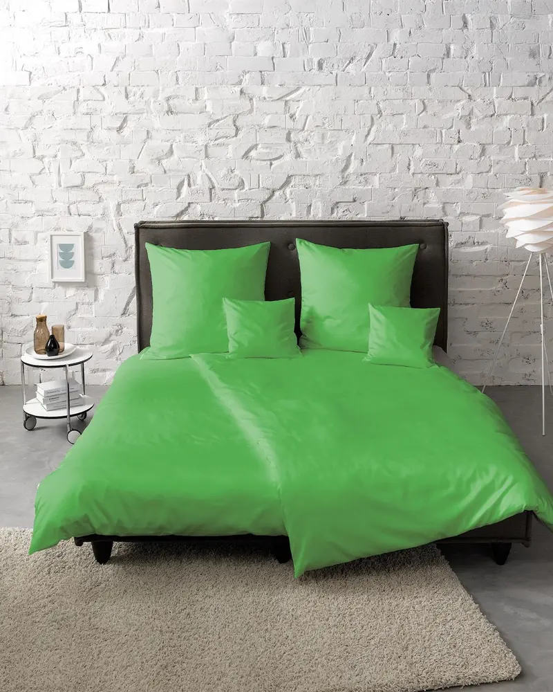 fleuresse Mako-Satin Bettwäsche Colours Uni 135x200 grasgrün