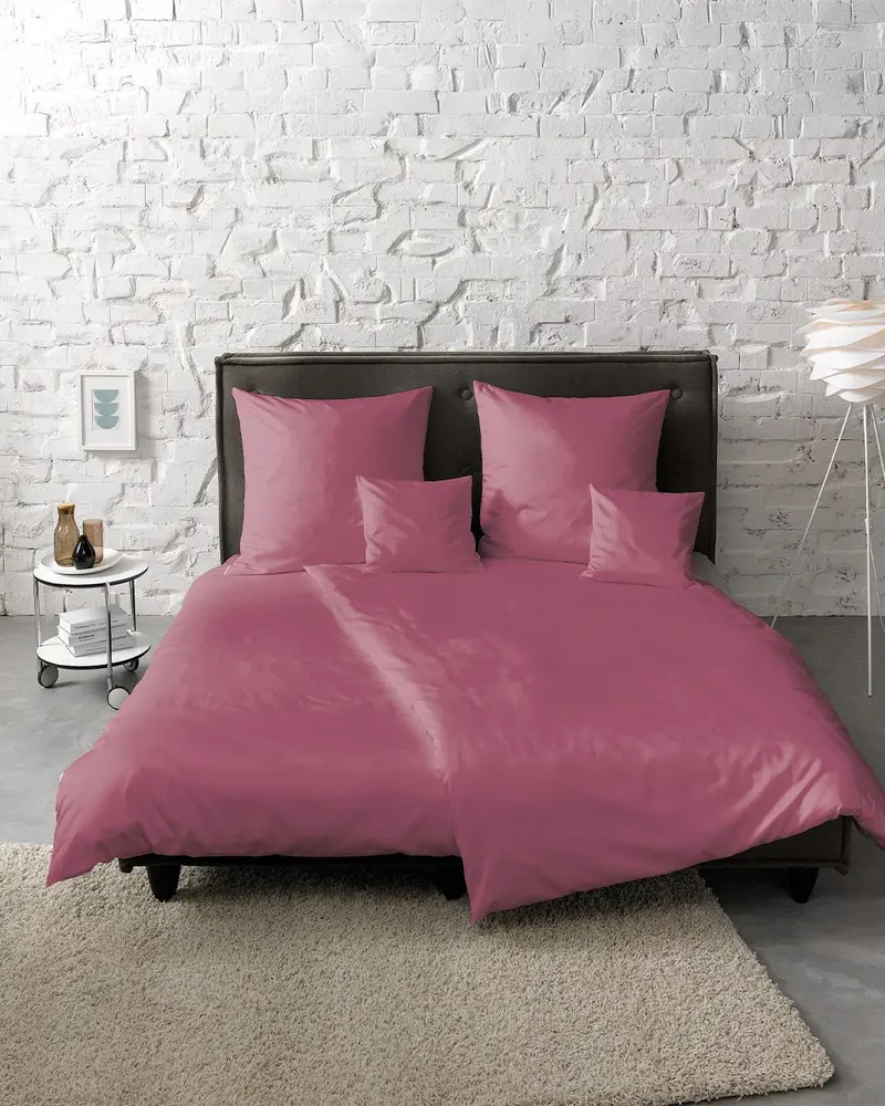 fleuresse Mako-Satin Bettwäsche Colours Uni 135x200 himbeere