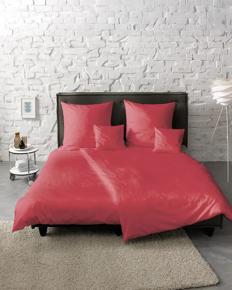 fleuresse Mako-Satin Bettwäsche Colours Uni 135x200 kirsche