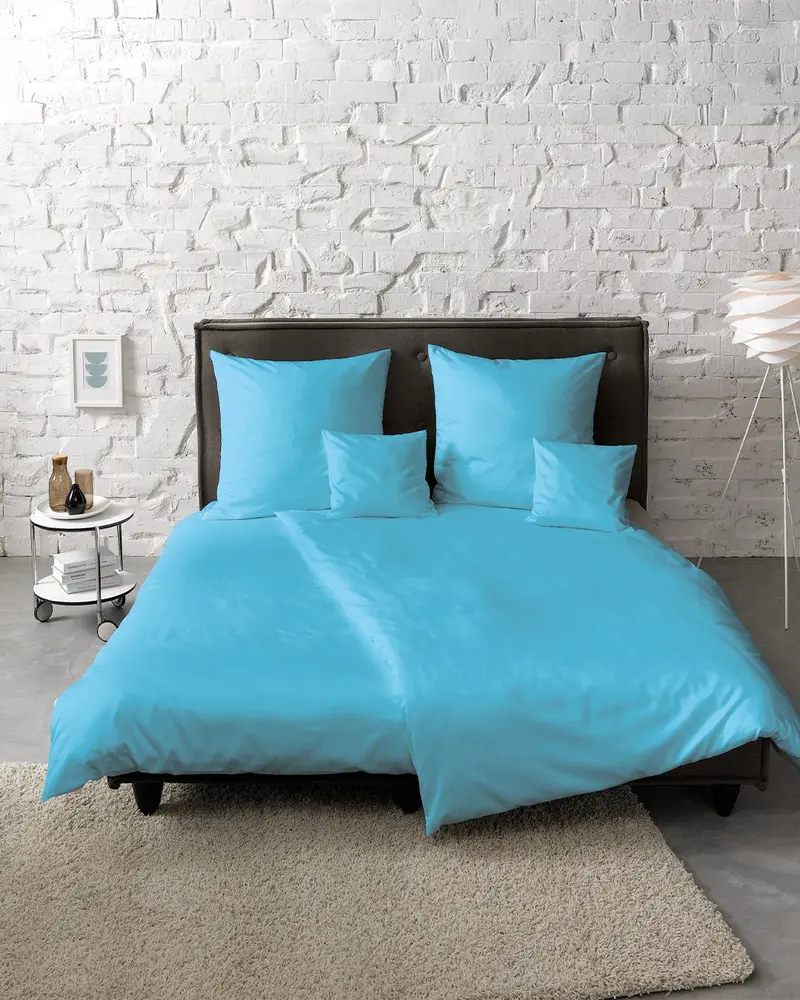 fleuresse Mako-Satin Bettwäsche Colours Uni 135x200 meeresblau