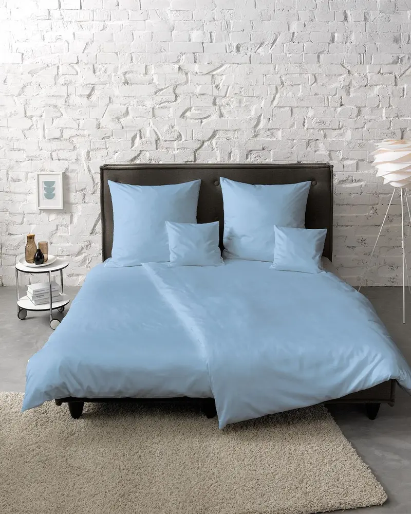 fleuresse Mako-Satin Bettwäsche Colours Uni 135x200 mittelblau