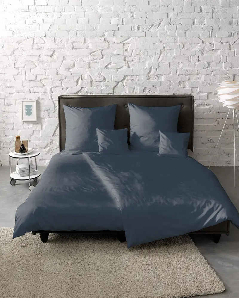 fleuresse Mako-Satin Bettwäsche Colours Uni 135x200 nachtblau