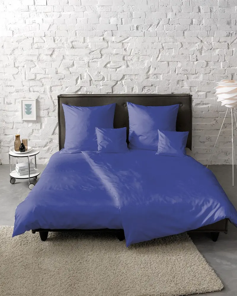 fleuresse Mako-Satin Bettwäsche Colours Uni 135x200 royal