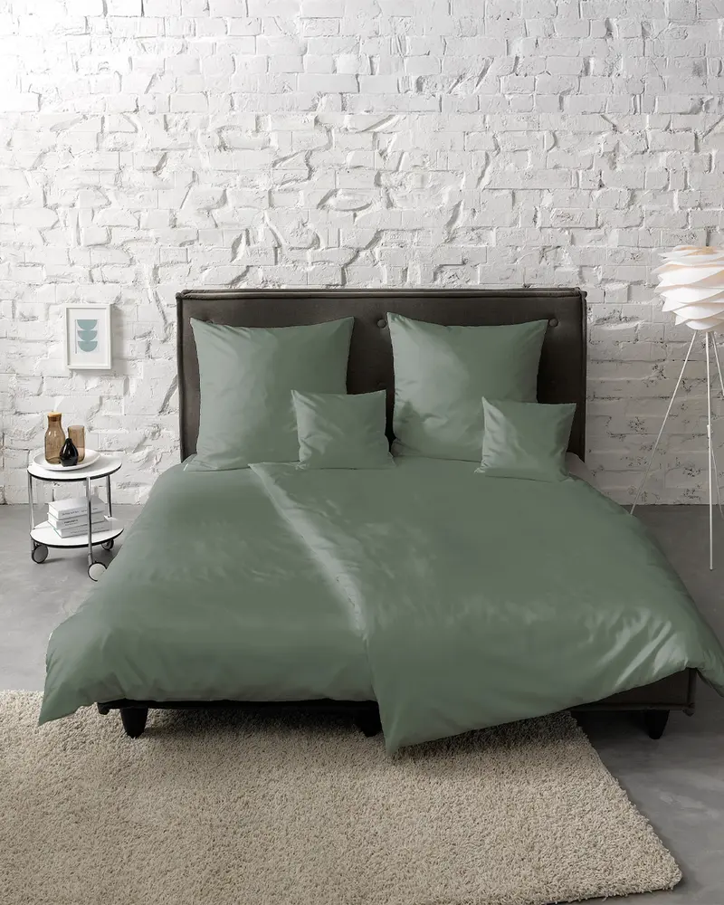 fleuresse Mako-Satin Bettwäsche Colours Uni 135x200 salbei