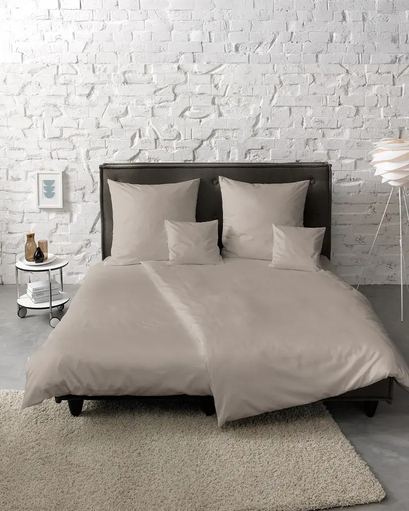 fleuresse Mako-Satin Bettwäsche Colours Uni 135x200 taupe