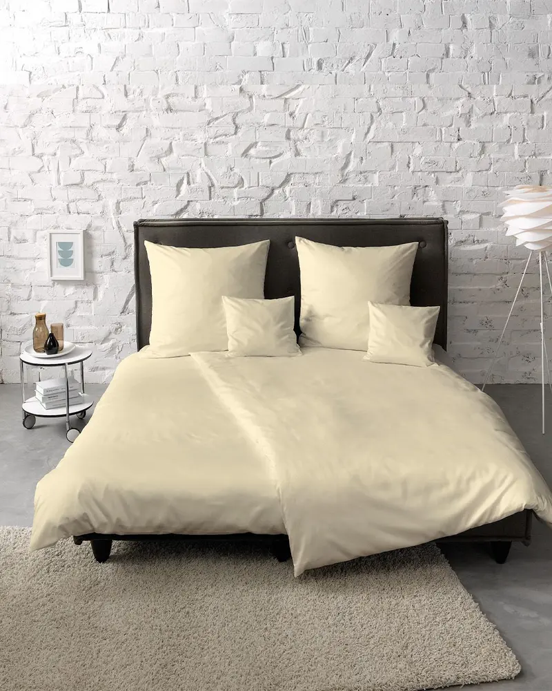 fleuresse Mako-Satin Bettwäsche Colours Uni 135x200 vanille