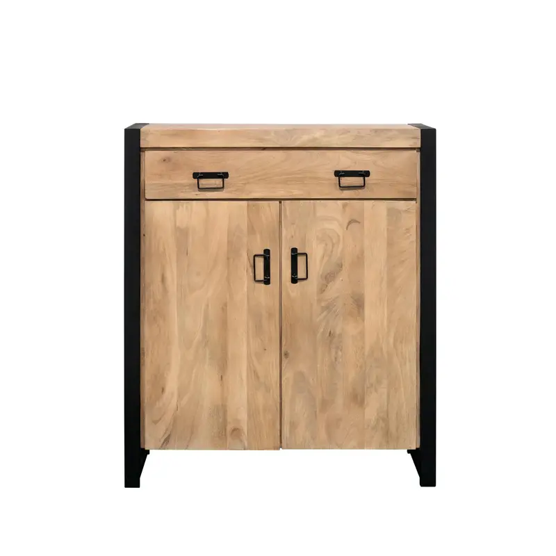 Flurschrank – Mangoholz, Schwarzmetall, Naturfinish – Britt | Starfurn
