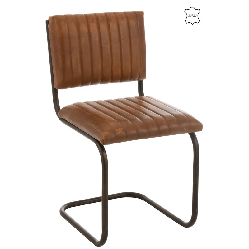 Freischwinger Esszimmerstuhl aus Leder - Cognac