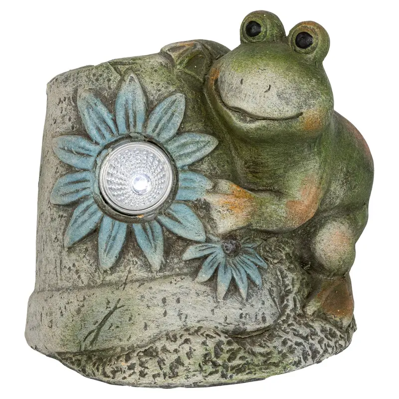 Frosch aus Keramik mit LED-Solar-Licht, 12 cm