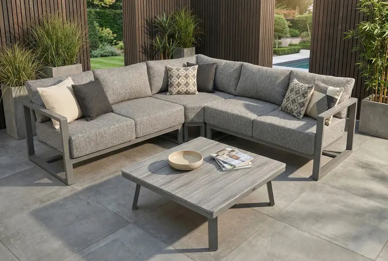 furrore Gartenlounge-Set "STELVIO CAFFE" Ecklounge Aluminium Rope - Anthrazit