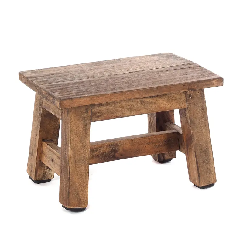 FUSSHOCKER Monte | 30x21cm(BxH), kleiner Holzhocker aus Mahagoni Holz | Farbe