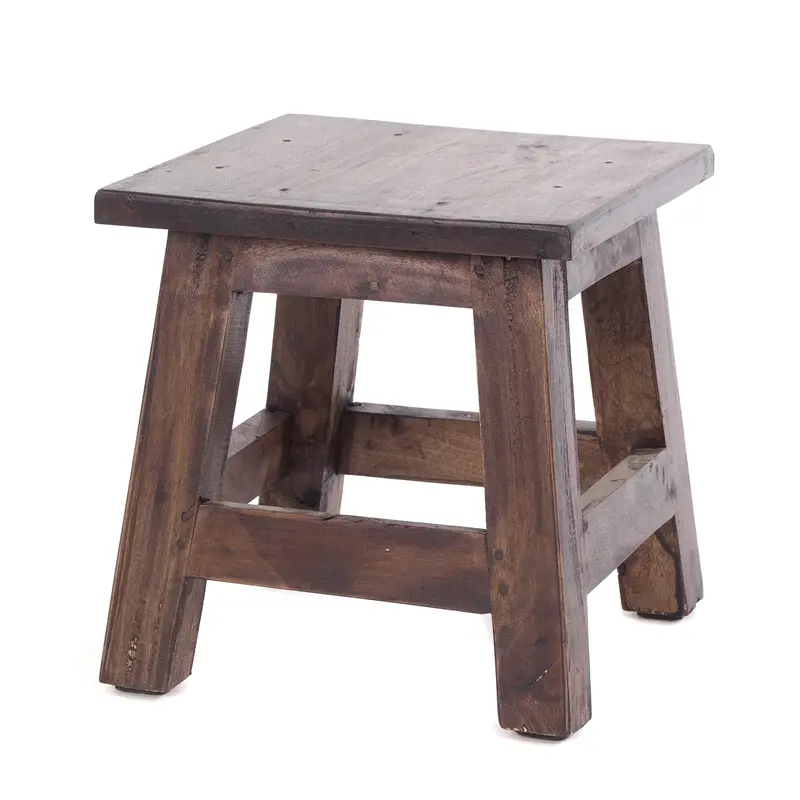 Fusshocker PALO | 27x26cm (HxB), rustikaler Holzhocker Mahagoni Hocker | Farbe