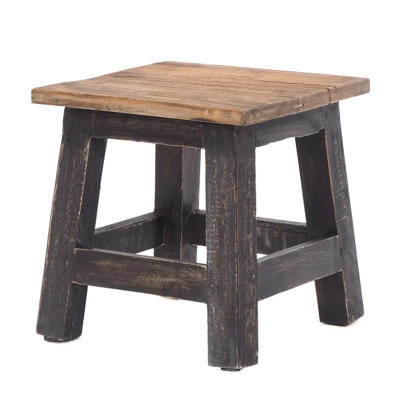 Fusshocker PALO | 27x26cm (HxB), rustikaler Holzhocker Mahagoni Hocker | Farbe