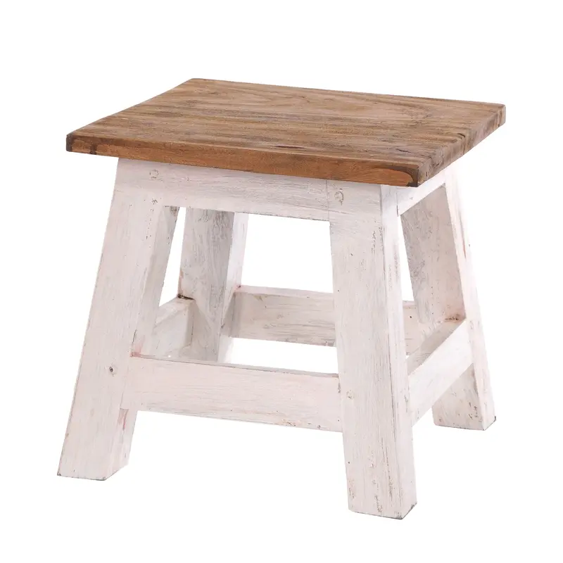 Fusshocker PALO | 27x26cm (HxB), rustikaler Holzhocker Mahagoni Hocker | Farbe