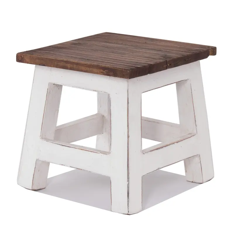 Fusshocker PALO | 27x26cm (HxB), rustikaler Holzhocker Mahagoni Hocker | Farbe